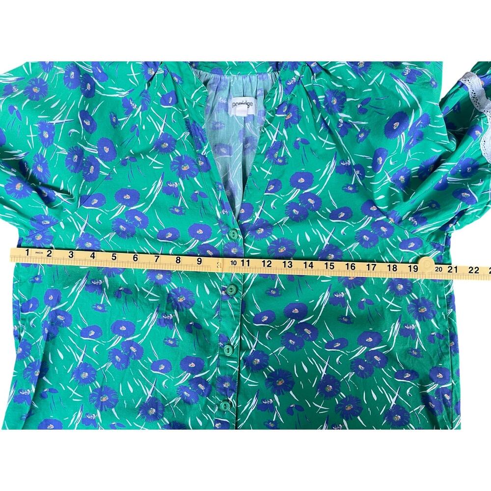 Porridge Anthropologie Green Floral Jovie Puffed Sleeve Peasant Blouse - Small - Picture 10 of 14